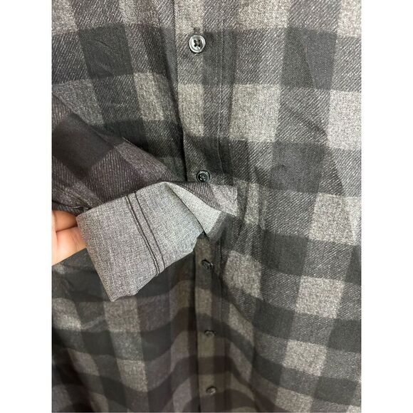 Saks Fifth Avenue Extra Large (XL) Grey and Black Plaid Long Sleeve Shirt - Picture 6 of 6